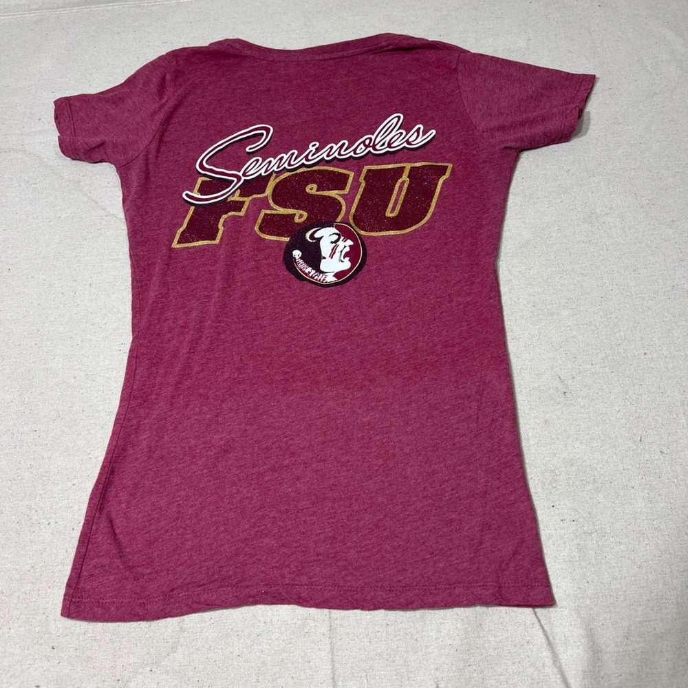 FSU Seminoles NCAA Three Square T Shirt Womens Large Maroon Gold Glitter College - Picture 3 of 5
